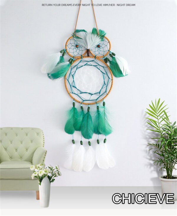 green owl dream catcher