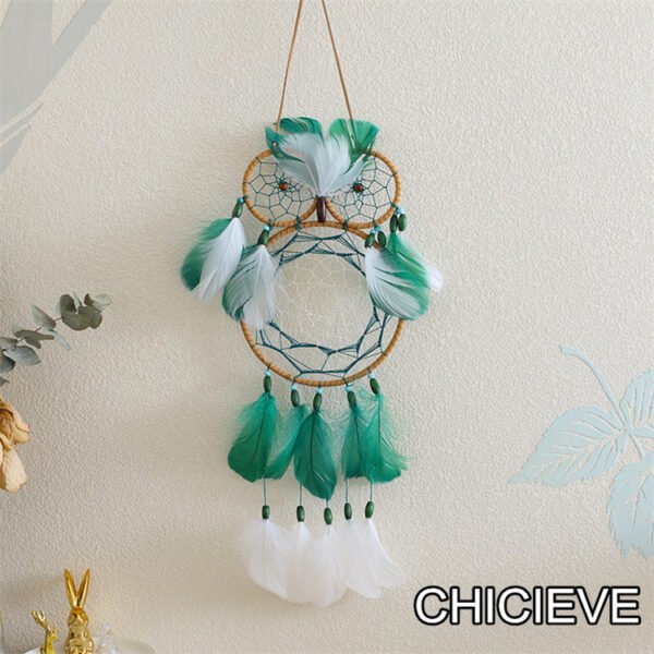 green owl dream catcher